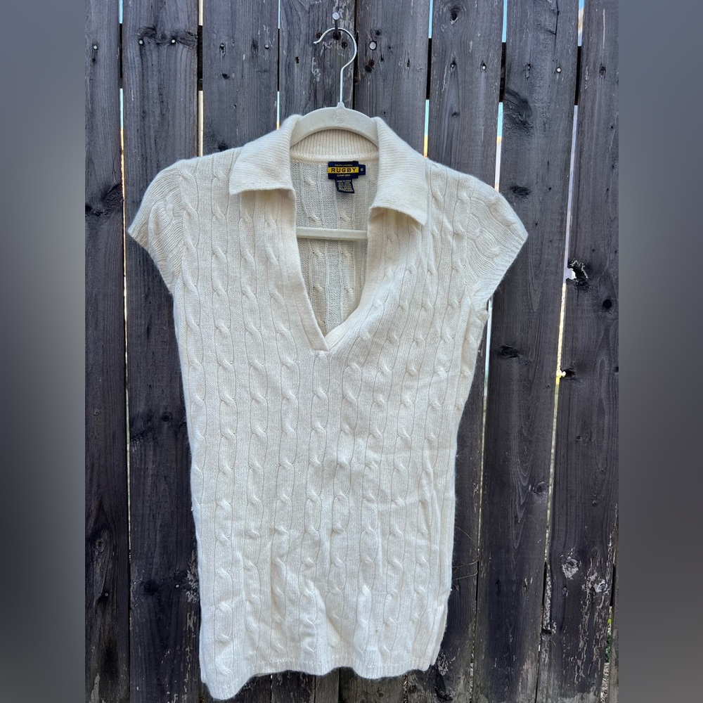 White cable knit Rugby Ralph Lauren sweater, size S